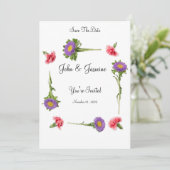 Elegante Floral Weeding Save the Date Einladung (Stehend Vorderseite)