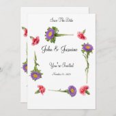 Elegante Floral Weeding Save the Date Einladung (Vorne/Hinten)