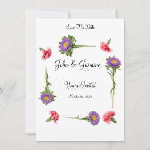 Elegante Floral Weeding Save the Date Einladung