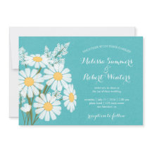 Elegante Floral White Daisies Aquamarin Wedding