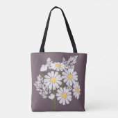 Elegante Floral White Daisies auf Pflaumen Tasche (Rückseite)