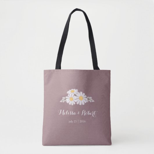 Elegante Floral White Daisies Gastgeschenk Hochzei Tasche (Vorderseite)