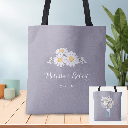 Elegante Floral White Daisies Gastgeschenk Hochzei Tasche