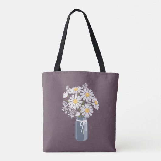 Elegante Floral White Daisies Gastgeschenk Hochzei Tasche (Rückseite)