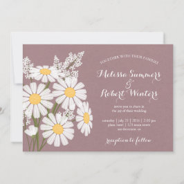 Elegante Floral White Daisies Pink Wedding Einladung
