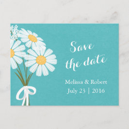 Elegante Floral White Daisies Save the Date Aquama Ankündigungspostkarte
