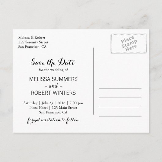 Elegante Floral White Daisies Save the Date Aquama Ankündigungspostkarte (Rückseite)