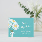 Elegante Floral White Daisies Save the Date Aquama Ankündigungspostkarte (Stehend Vorderseite)