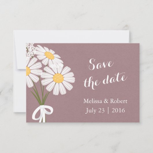 Elegante Floral White Daisies Save the Date Hochze (Vorderseite)