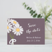 Elegante Floral White Daisies Save the Date Hochze (Stehend Vorderseite)