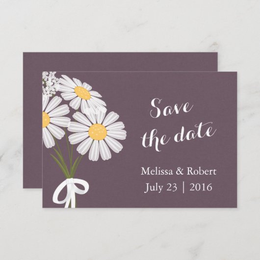 Elegante Floral White Daisies Save the Date Hochze (Vorne/Hinten)