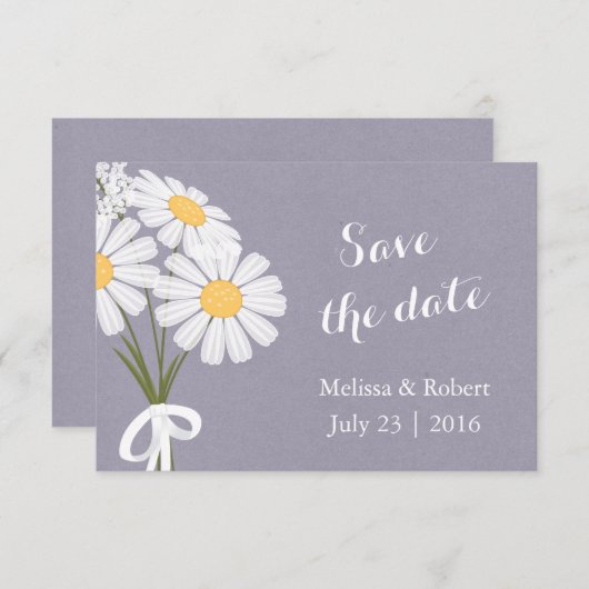 Elegante Floral White Daisies Save the Date Hochze (Vorne/Hinten)