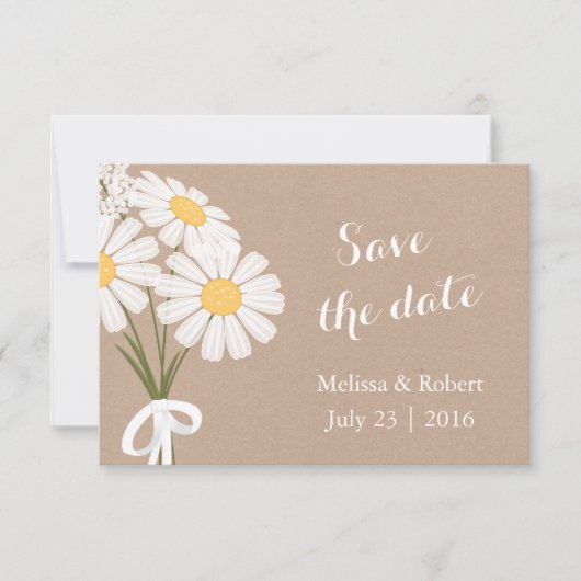 Elegante Floral White Daisies Save the Date Hochze (Vorderseite)