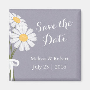 Elegante Floral White Daisies Save the Date Hochze Magnet