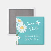 Elegante Floral White Daisies Save the Date Hochze Magnet (Vorderseite/Rückseite)
