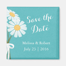 Elegante Floral White Daisies Save the Date Hochze Magnet