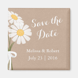 Elegante Floral White Daisies Save the Date Hochze Magnet