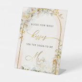 Elegante Floral Wie viele Kisses Brautparty Game Sockelschild (Vorderseite)