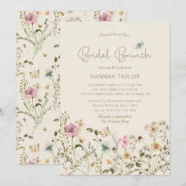 Elegante Floral Wildblume Boho Bridal Brunch Einladung