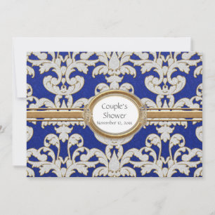 Elegante Floralblatt-Damask-Barock-Goldwirbelkarte Einladung