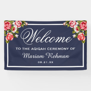 Elegante floralblaue Aqiqah für Baby Mädchen Banner