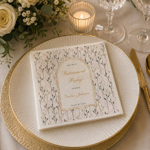 Elegante Floralbogen-Ruhestandsfeier-Papier-Servie Serviette