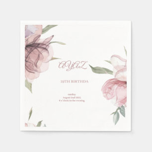 Elegante Florale 18. Geburtstagseinladungskarte Serviette