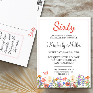 Elegante florale 60. Geburtstagskarte Blume 60 lad Postkarte