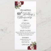 Elegante Florale 60. Hochzeitsjubiläum Menükarte (Vorderseite)