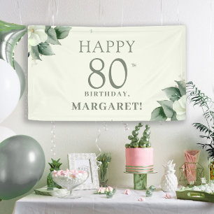 Elegante florale 80. Geburtstagsfeier Banner