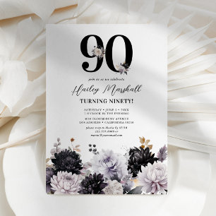 Elegante Florale 90. Geburtstagsfeier Einladung