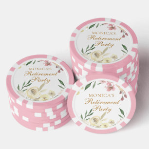 Elegante Florale Abschiedsparty Goldschrift Pokerchips