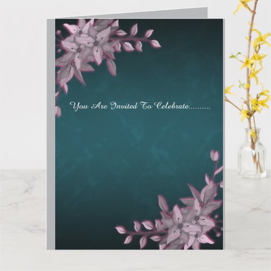 Elegante Florale Abschluss Einladung gefaltet (Gelbe Blume)