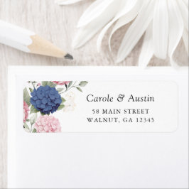 Elegante Florale Adresse in Rosa und Marineblauer 