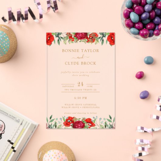 Elegante florale Akryllische Hochzeitssuite Acryleinladungen (Insitu (Feier))