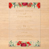 Elegante florale Akryllische Hochzeitssuite Acryleinladungen (Vorderseite)