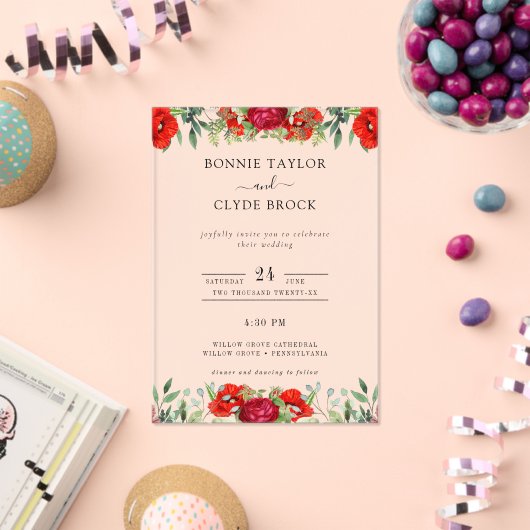 Elegante florale Akryllische Hochzeitssuite Acryleinladungen (Insitu (Feier))