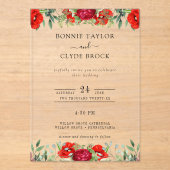 Elegante florale Akryllische Hochzeitssuite Acryleinladungen (Vorderseite)