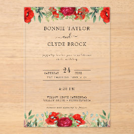 Elegante florale Akryllische Hochzeitssuite Acryleinladungen