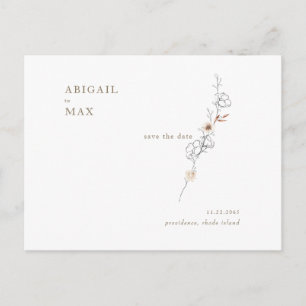 Elegante florale Akzent-Hochzeit Save the Date Postkarte