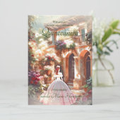 Elegante florale Altstadt von Mexiko Quinceañera Einladung (Stehend Vorderseite)