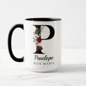 Elegante Florale Anfangsbuchstabe Tasse als indivi (Links)