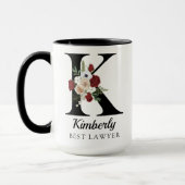 Elegante Florale Anfangsbuchstaben Personalisierte Tasse (Links)