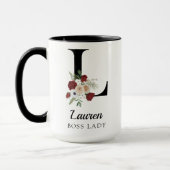 Elegante Florale Anfangsbuchstaben Personalisierte Tasse (Links)
