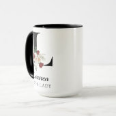 Elegante Florale Anfangsbuchstaben Personalisierte Tasse (Vorderseite Links)