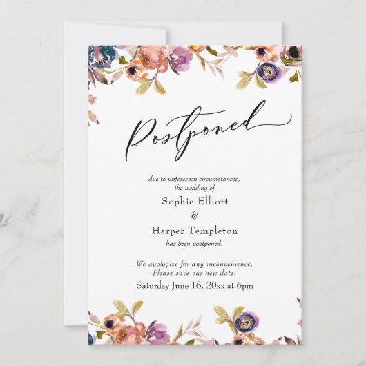 Elegante florale Ankündigung einer Hochzeit aufges (Vorderseite)