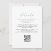 Elegante Florale Aqua Silber QR-Code Hochzeit Einladung (Rückseite)