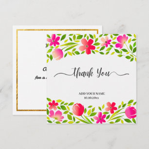 Elegante Florale Aquarell-Dankeschön Mitteilungskarte