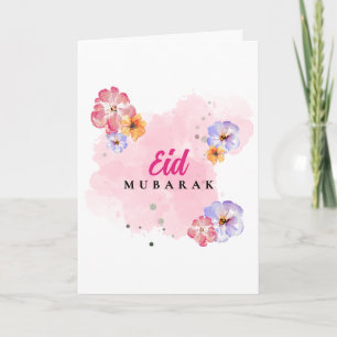 Elegante Florale Aquarell-Eid Mubarak-Karte. Moder Karte