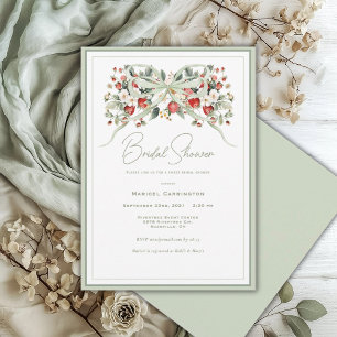 Elegante florale Aquarell-Erdbeer-Hochzeit Einladung